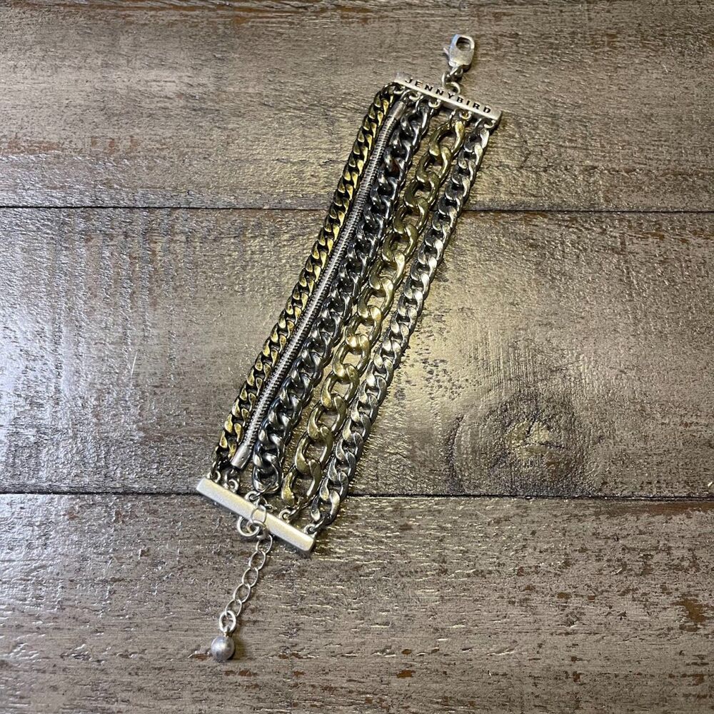 Jenny Bird Women's Austin Cuff Mixed Metal Stacked Chain Bracelet